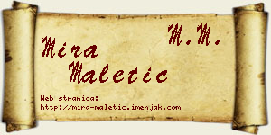 Mira Maletić vizit kartica